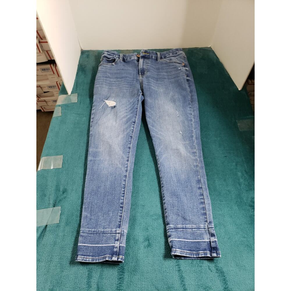 Express Jeans Size Medium Short Womens Blue Stretch Pants Ladies Mid Rise Skinny